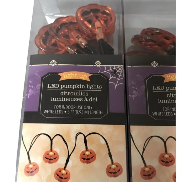 Pumpkin Jack-O-Lantern 10ct Orange Halloween 3’ LED Light Up String Lights NWT - Picture 3 of 5